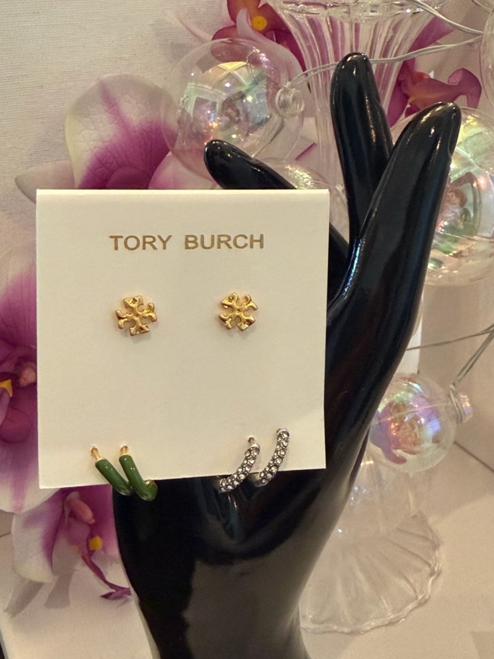 Tory Burch  Authentic Roxanne Hoop Earrings And Stud Set Of 3 Pairs New/Dust Bag